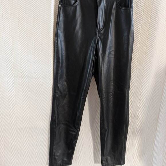 Zara NWT Faux Leather Pants High Waist Gold Hardware Size 2 - Picture 5 of 11